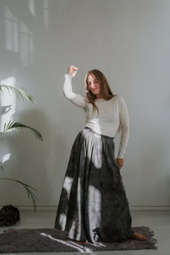 CLOUD99 silk pants / Deep Forest: 100% peace silk, all-natural pigments, hand-dyed